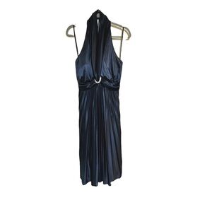 Betsy & Adam Navy Blue Elegant Halter Dress Size 18